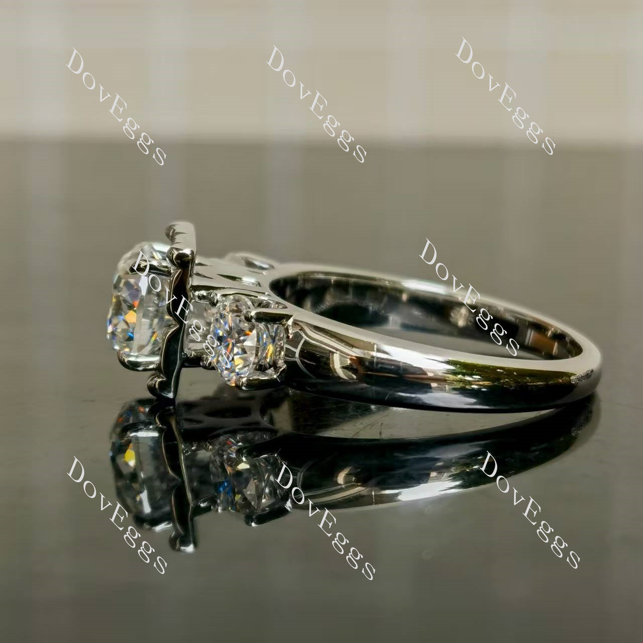 (size 10.5) Doveggs sterling silver 2ct round nova cut moissanite bridal set(2 rings)