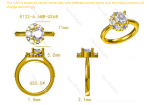 Doveggs round art deco colored moissanite engagement ringR122