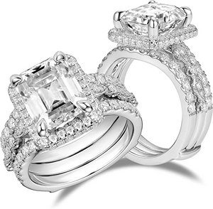 Doveggs 5ct emerald halo pave moissanite engagement ring (engagement ring only)