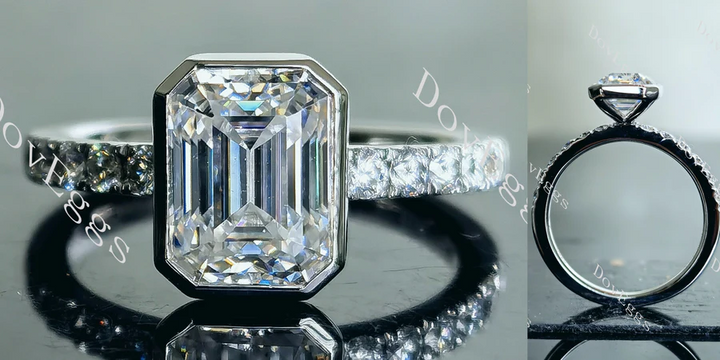 Doveggs bezel half eternity pave engagement ring semi-mount only(Exclusively to DovEggs stones) - DovEggs-Seattle