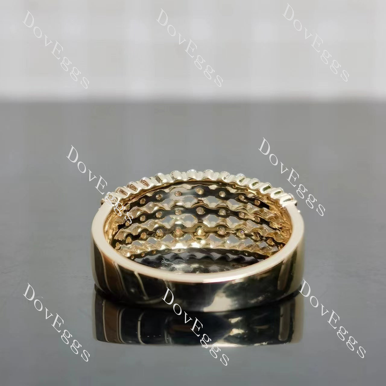 Doveggs round five row pave moissanite/lab grown diamond wedding band-3.2mm band width