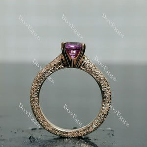 Doveggs criss cut elongated cushion solitaire textured colored gem engagement ring