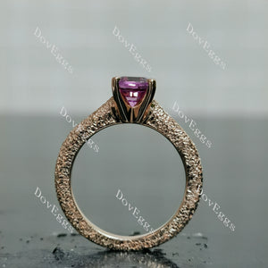 Doveggs elongated cushion solitaire textured colored gem engagement ring