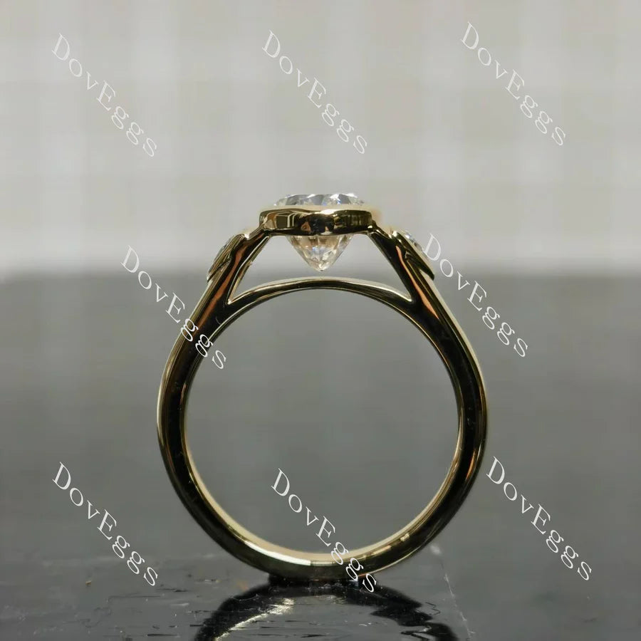 Doveggs bezel three stones engagement ring only semi-mount only(Exclusively to DovEggs Stones)