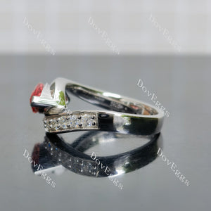 Doveggs marquise modified H&A cut pave colored gem engagement ring
