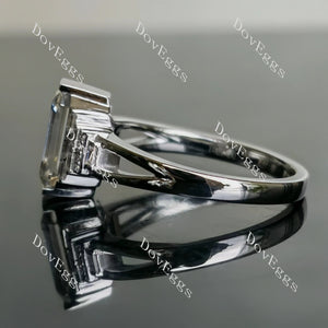 Doveggs elongated emerald side stones moissanite bridal set (2 rings)
