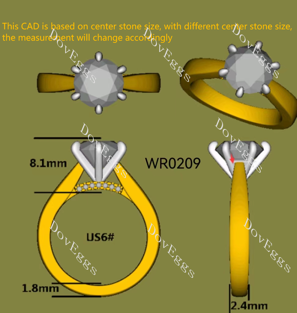 Doveggs Round Pave Lab Grown Diamond Engagement Ring