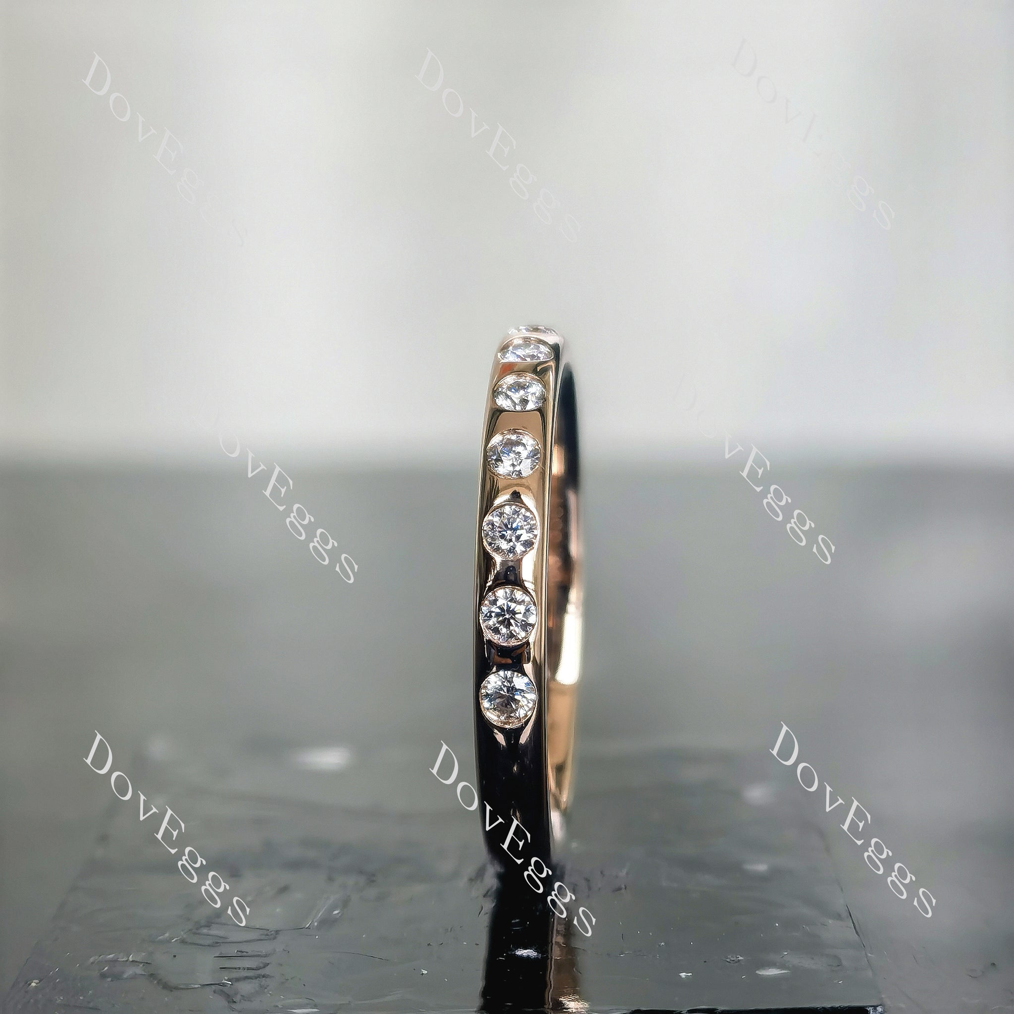 Doveggs round eternity bezel moissanite/lab grown diamond wedding band-2.5mm band width