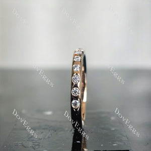Doveggs round eternity bezel moissanite/lab grown diamond wedding band-2.5mm band width