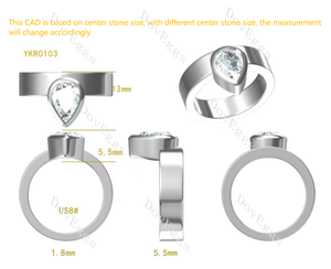 Doveggs pear bezel solitaire moissanite engagement ring