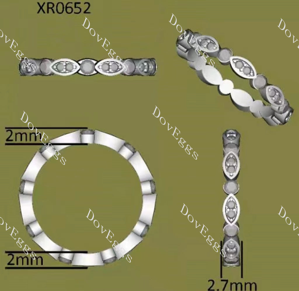 Doveggs round full eternity moissanite/lab grown diamond wedding bands-2.7mm band width