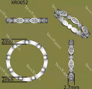 Doveggs round full eternity moissanite/lab grown diamond wedding bands-2.7mm band width