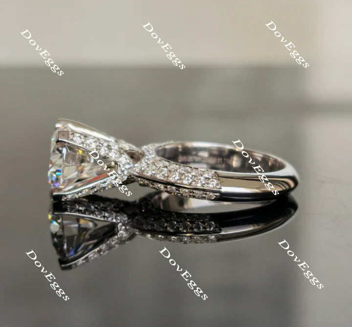 Doveggs half eternity paved engagement ring only semi-mount only(Exclusively to DovEggs Stones)
