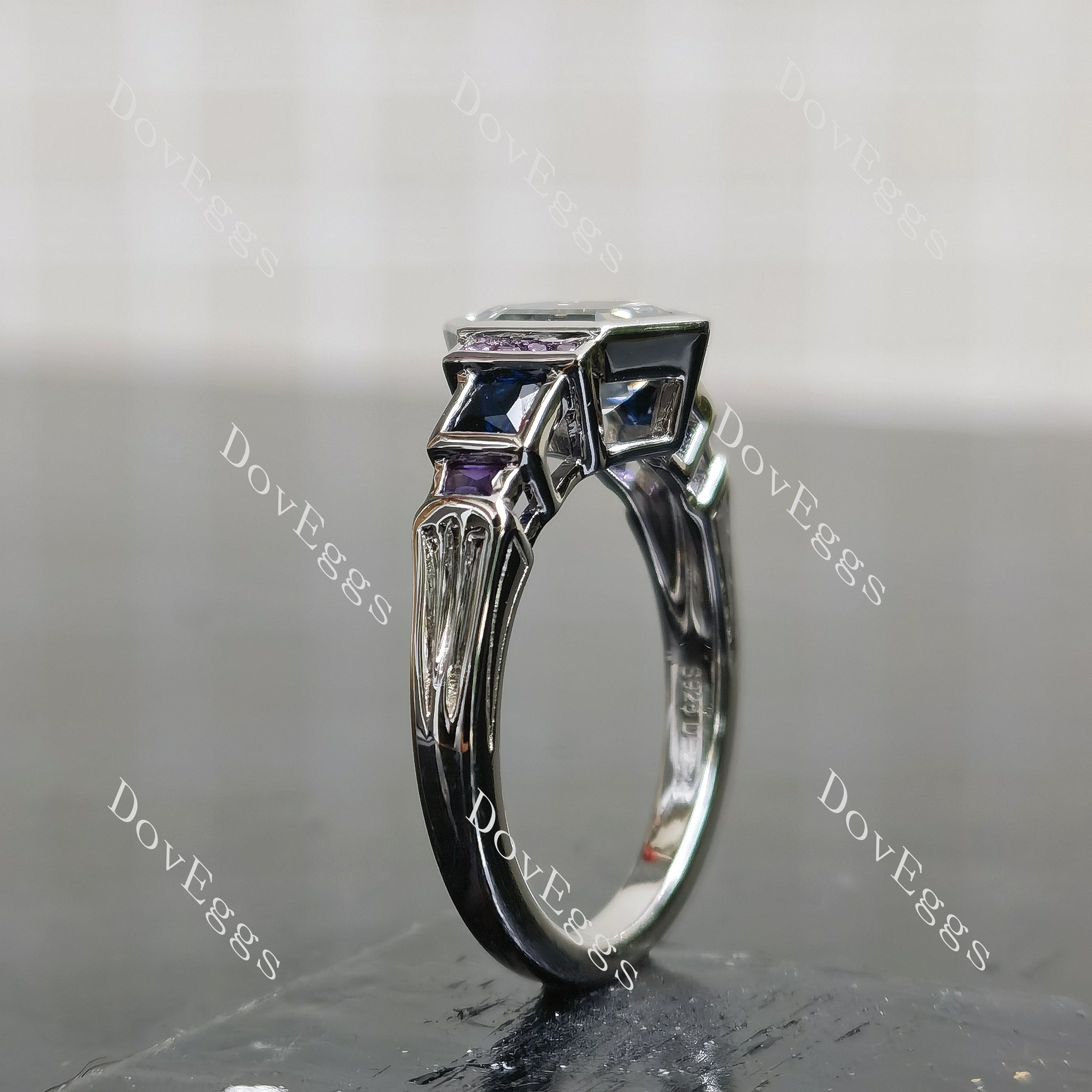 Doveggs Dovie Doutch Marquise cut channel bezel stardust grey moissanite engagement ring