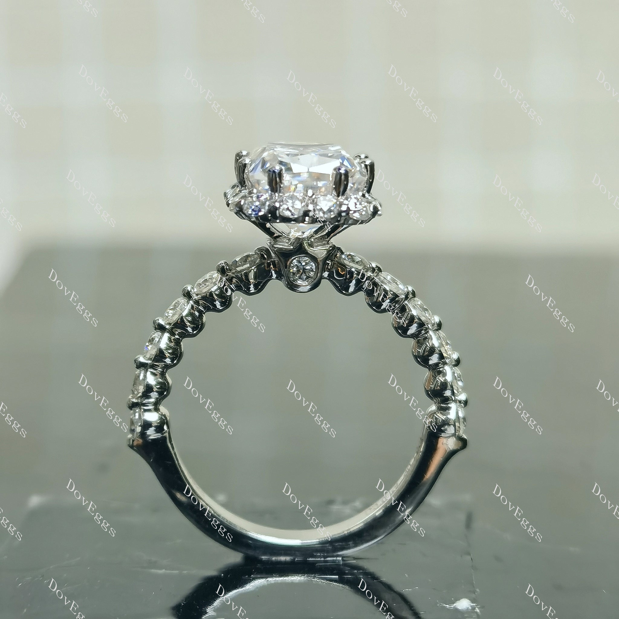 (size 5) Doveggs 3ct radiant moissanite sterling silver engagement ring