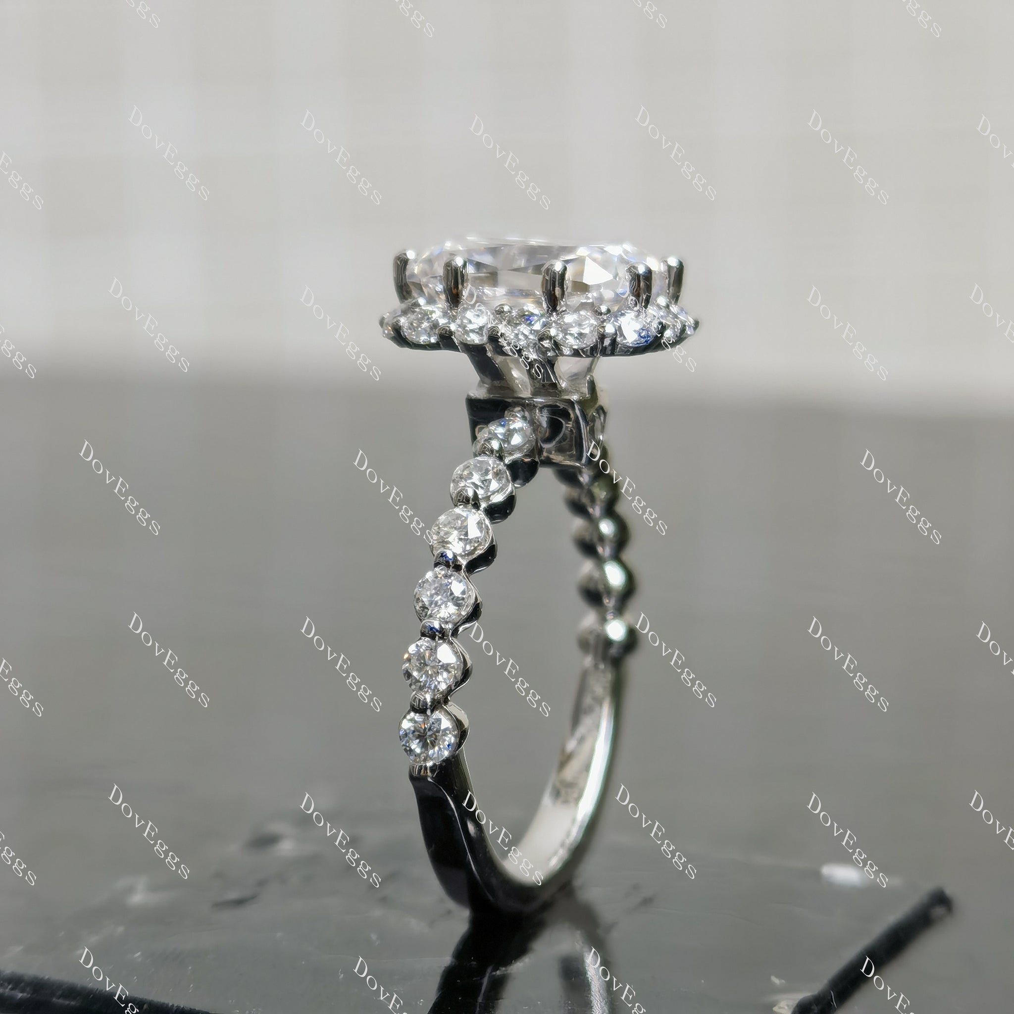 (size 5) Doveggs 3ct radiant moissanite sterling silver engagement ring