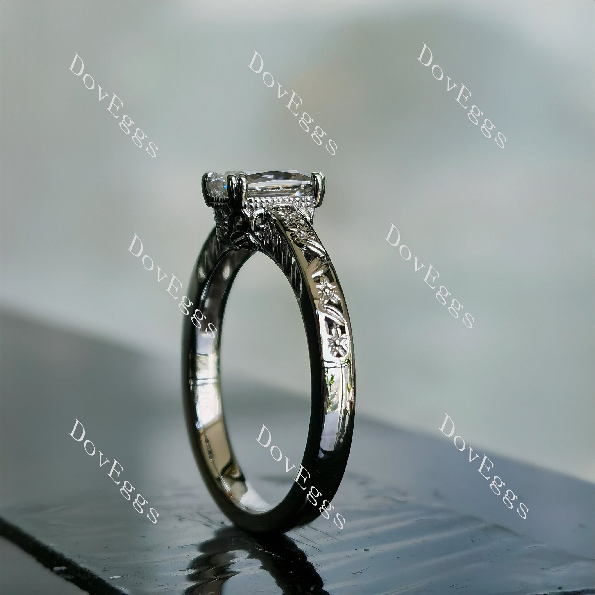 Doveggs radiant solitaire moissanite engagement Ring