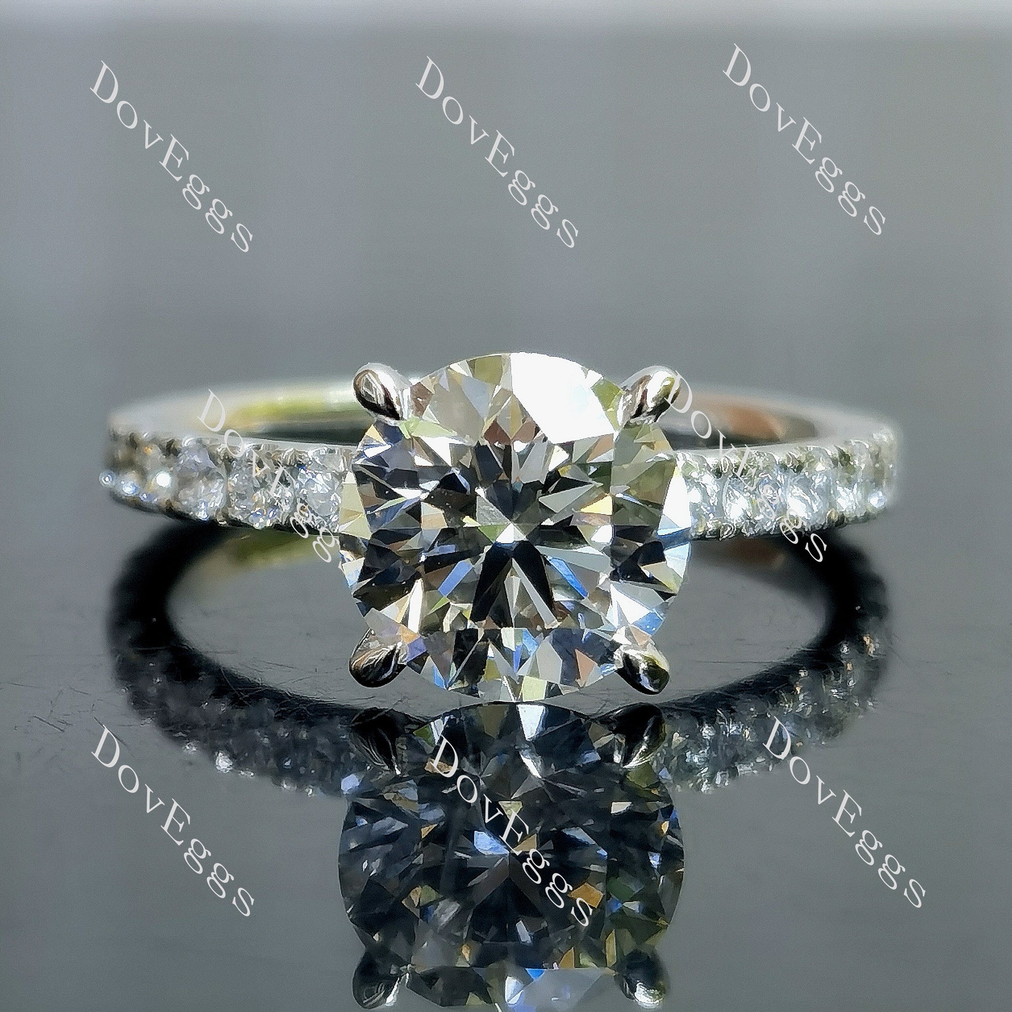 Doveggs round pave Lab Grown Diamond Engagement Ring