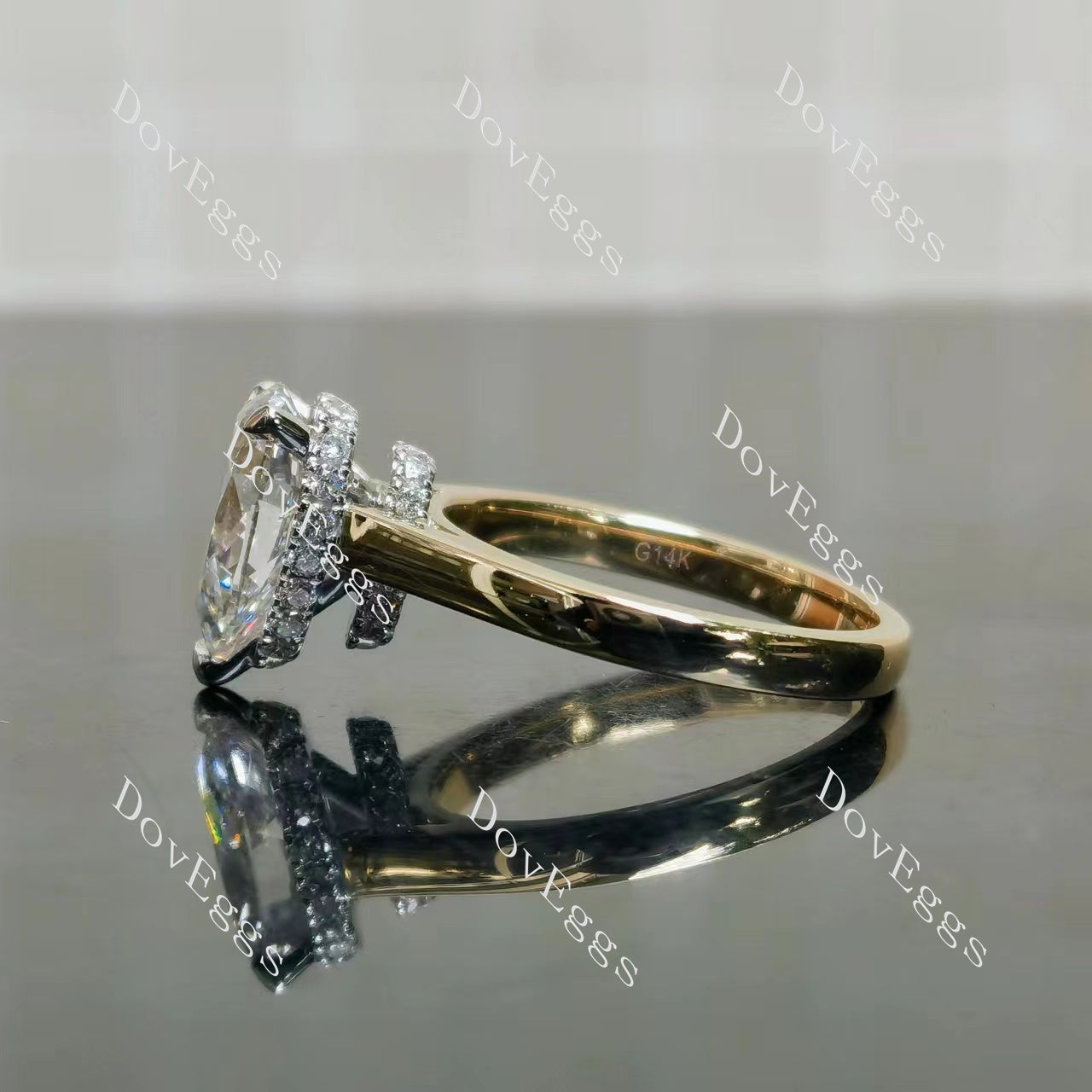 Doveggs Pear Pave Lab Grown Diamond Engagement Ring