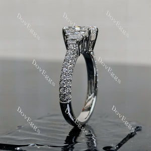 Doveggs Radiant Pave Side Stones Half Eternity Lab Grown Diamond Engagement Ring