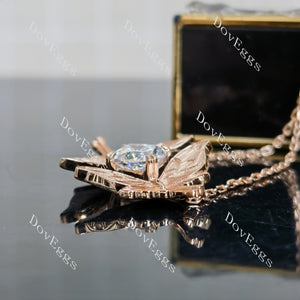 Doveggs Cushion Pave Lab Grown Diamond Pendant Necklace (with 17' length chain)