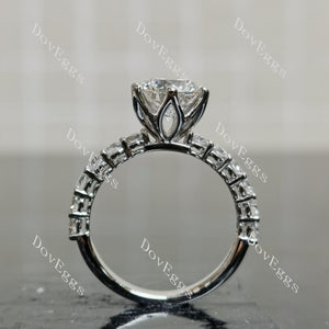 Doveggs Round Pave Half Eternity Lab Grown Diamond Engagement Ring