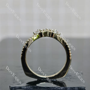 Doveggs marquise round split shanks moissanite/lab grown diamond wedding band-1.8mm band width