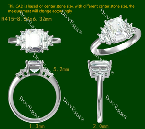 Doveggs Emerald Pave Side Stones Lab Grown Diamond Engagement Ring