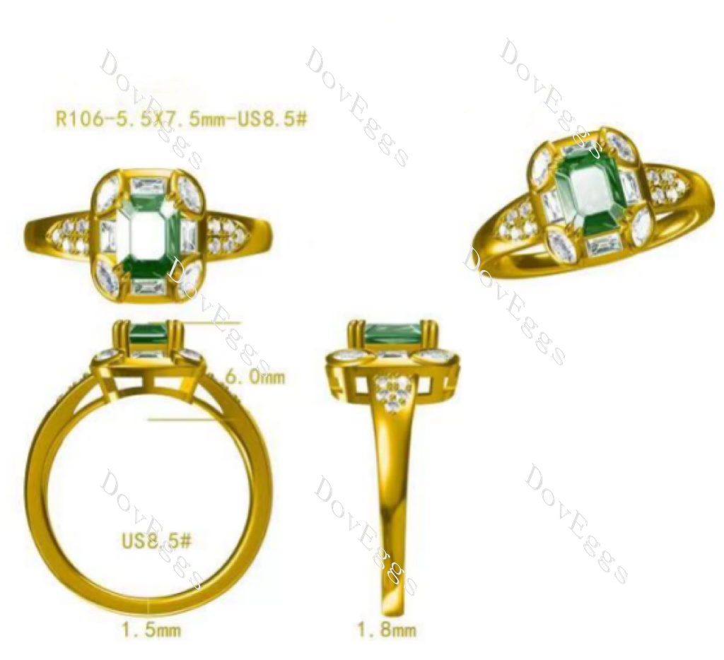 Green with Envy radiant bezel colored gem engagement ring