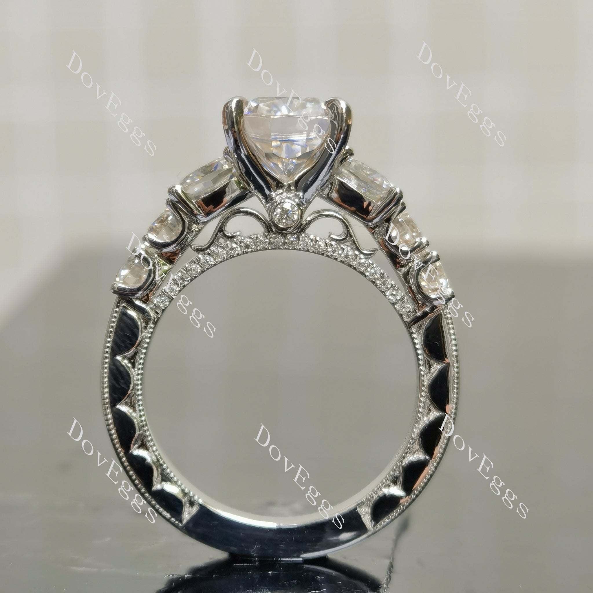 (size 7.25) Doveggs sterling silver 3ct cushion moissanite bridal set(2 rings)