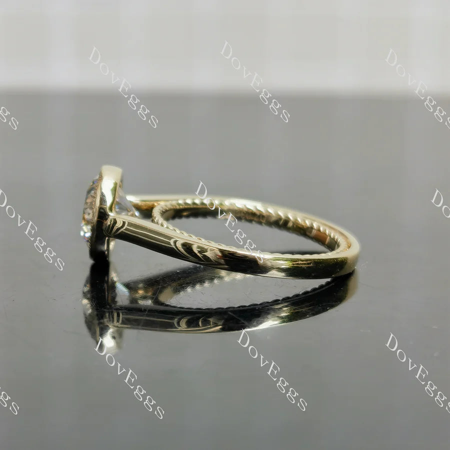 Doveggs bezel solitaire engagement ring semi-mount only(Exclusively to DovEggs Stones)