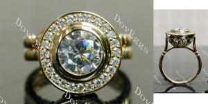 round halo vintage delicate moissanite bridal set (2 rings)