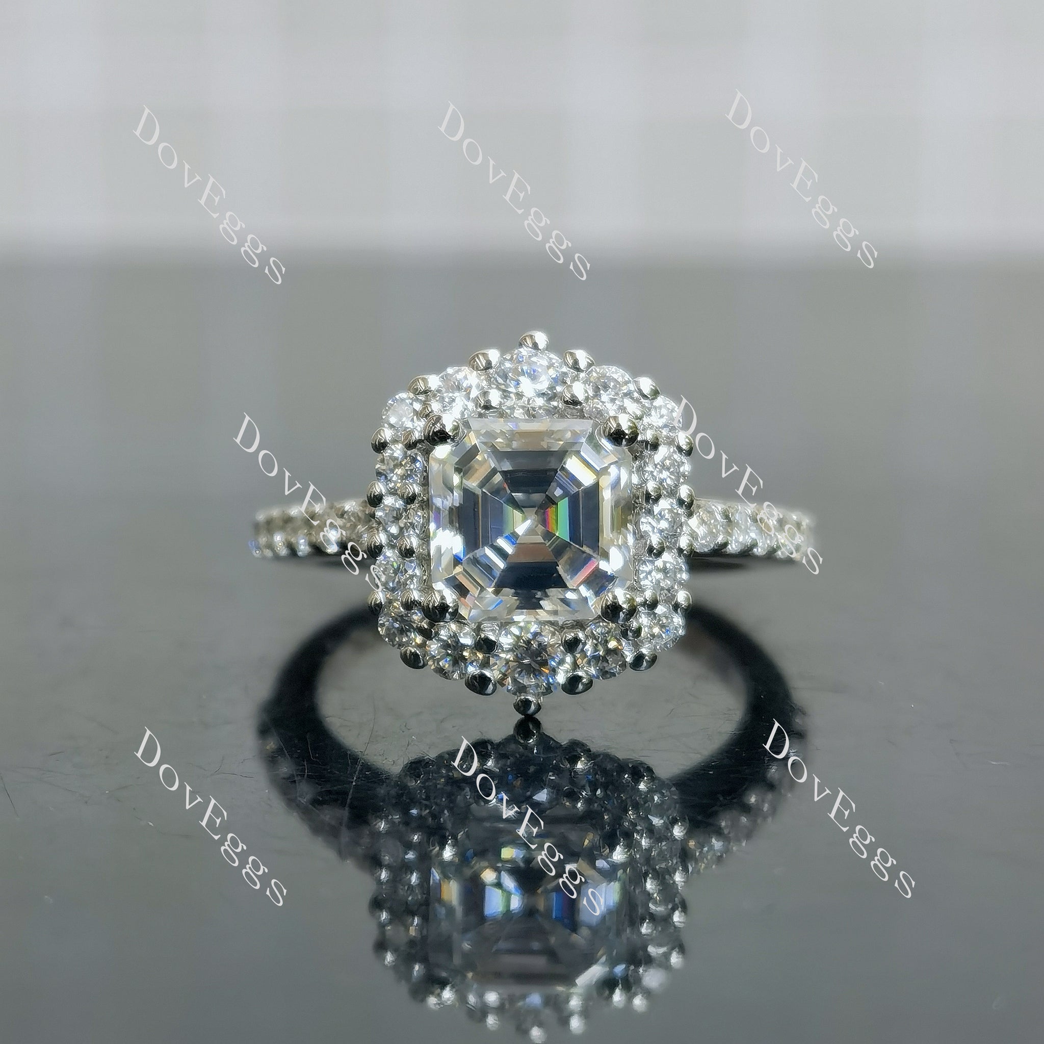 (size 6) Doveggs sterling silver 2ct asscher moissanite ring