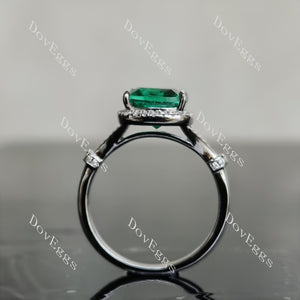 Doveggs 3ct Culombia Emerald Elongated Cushion 3.2cttw Moissanite Stones Sterling Silver Ring
