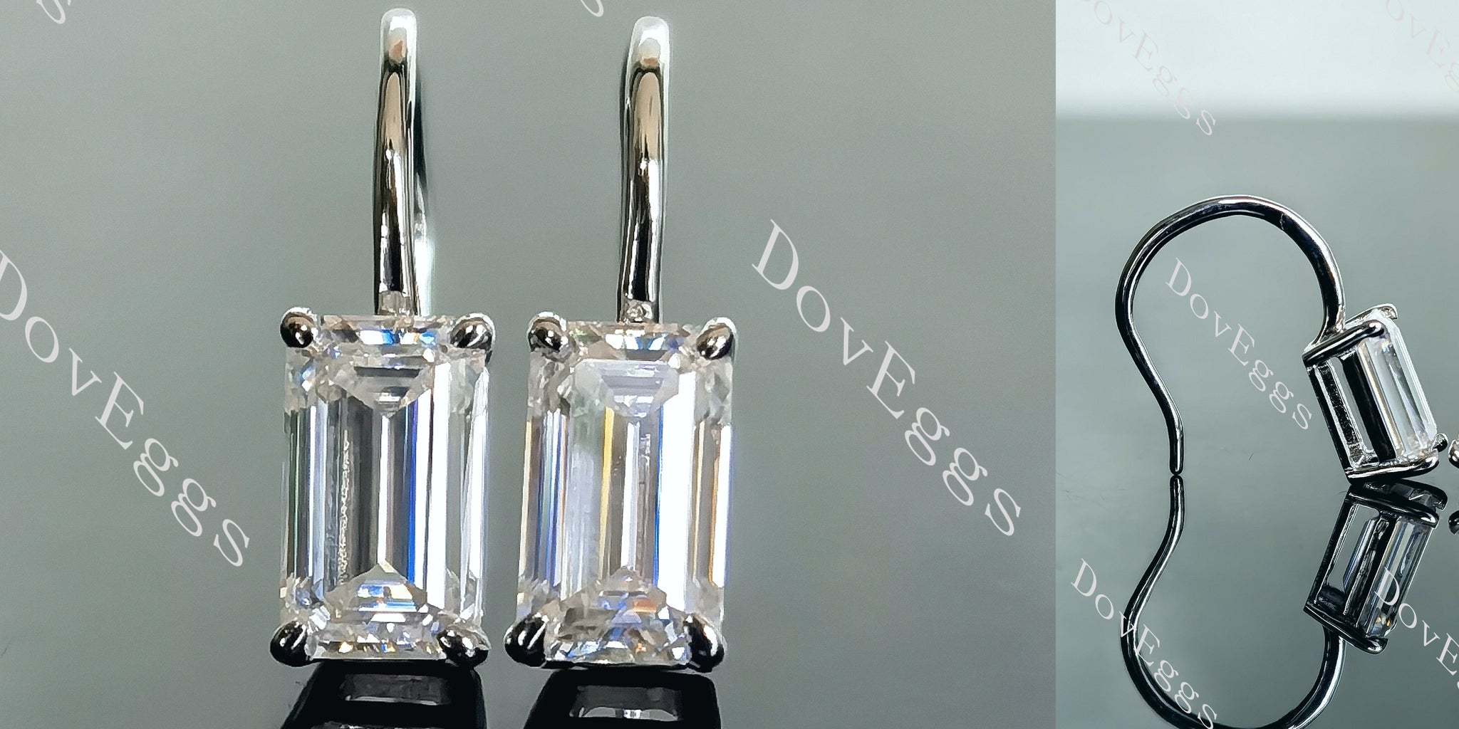 Doveggs elongated emerald moissanite earrings
