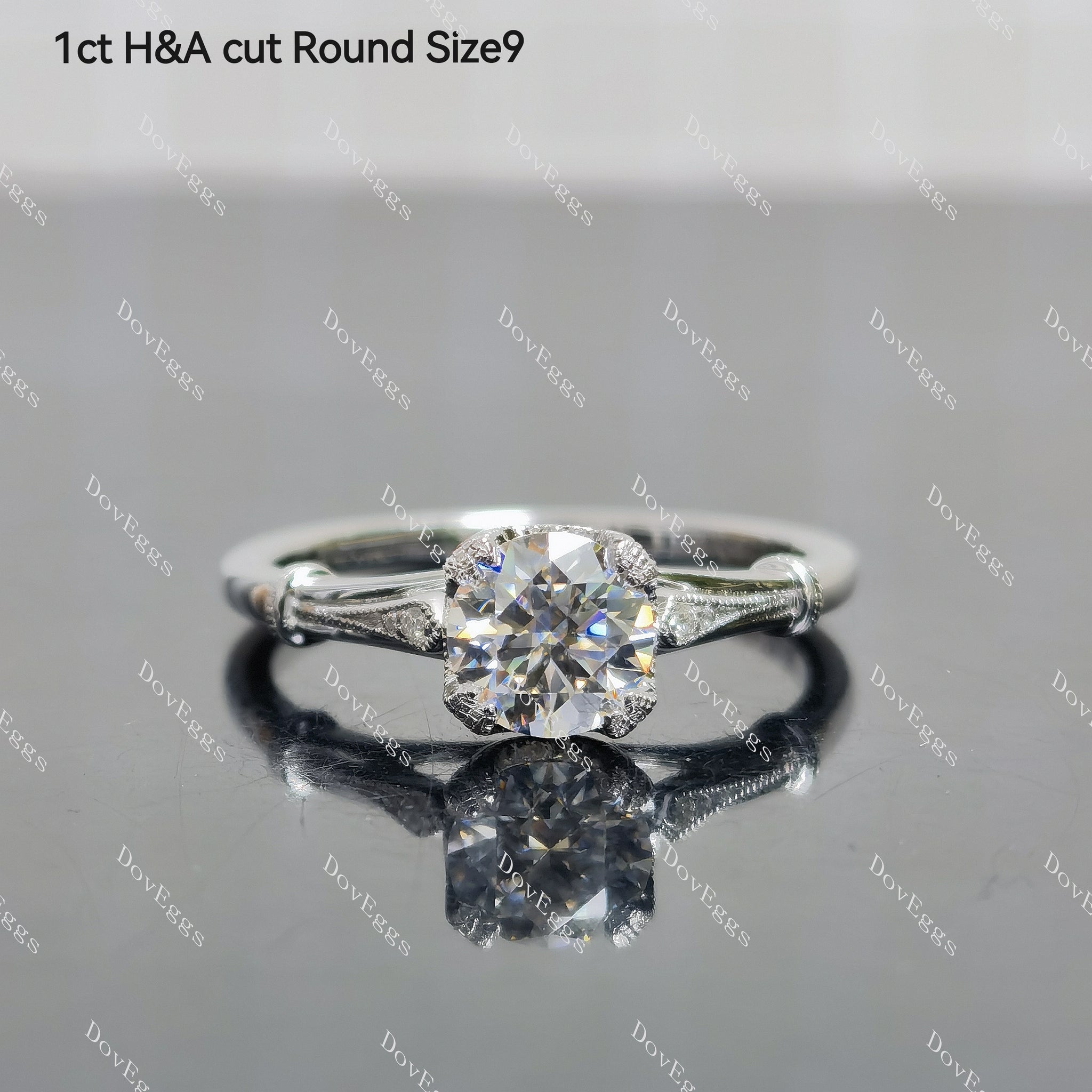 (size #6 & #9) Doveggs round moissanite sterling silver engagement ring