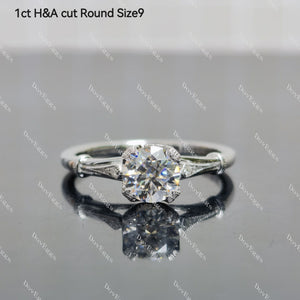(size #6 & #9) Doveggs round moissanite sterling silver engagement ring