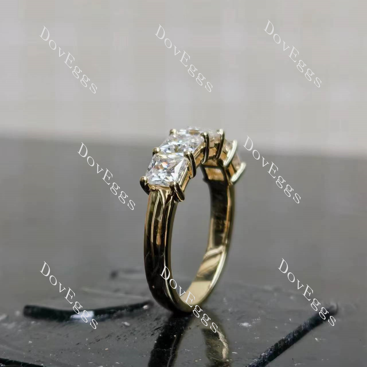 Doveggs five stone princess moissanite /Lab grown diamond wedding band/moissanite ring-2.6mm band width