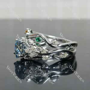 (size 9)Doveggs sterling silver 1.5ct Pear moissanite engagement ring set