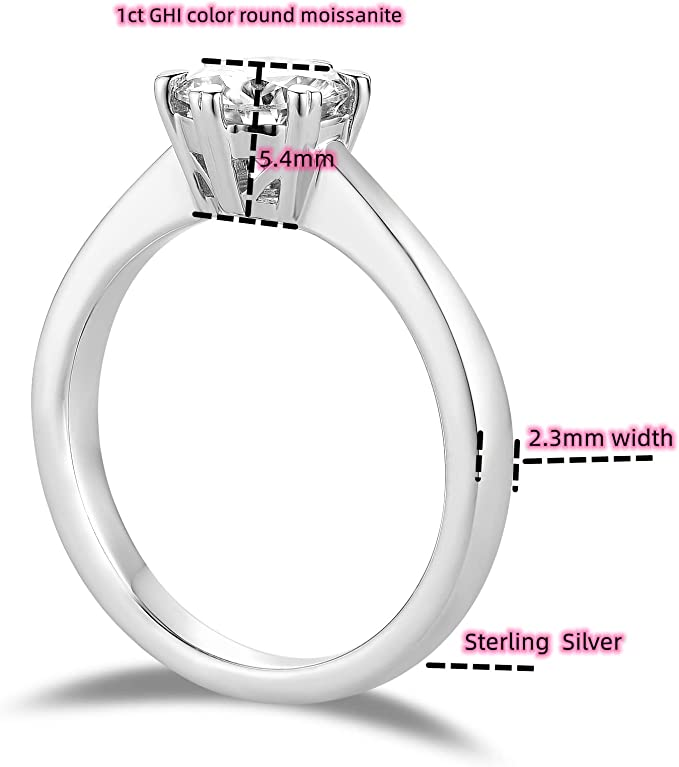 DovEggs 1ct round solitaire moissanite engagement ring