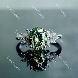 Doveggs oval floral colored moissanite engagement ring