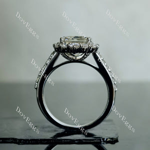 Doveggs asscher halo moissanite engagement ring