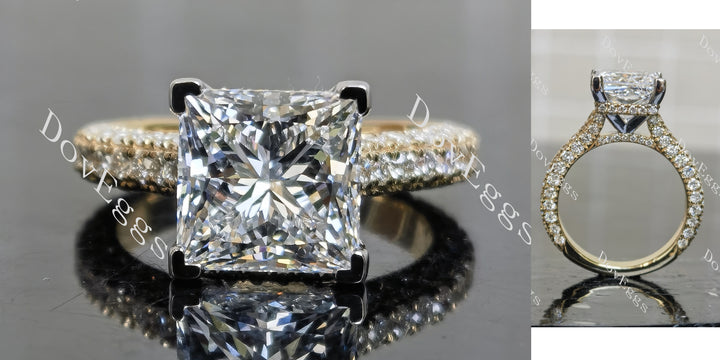 princess pave art deco moissnaite engagement ring