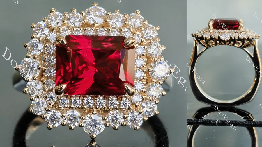 Doveggs east-west halo engagement ring only semi-mount only(Exclusively to DovEggs Stones)