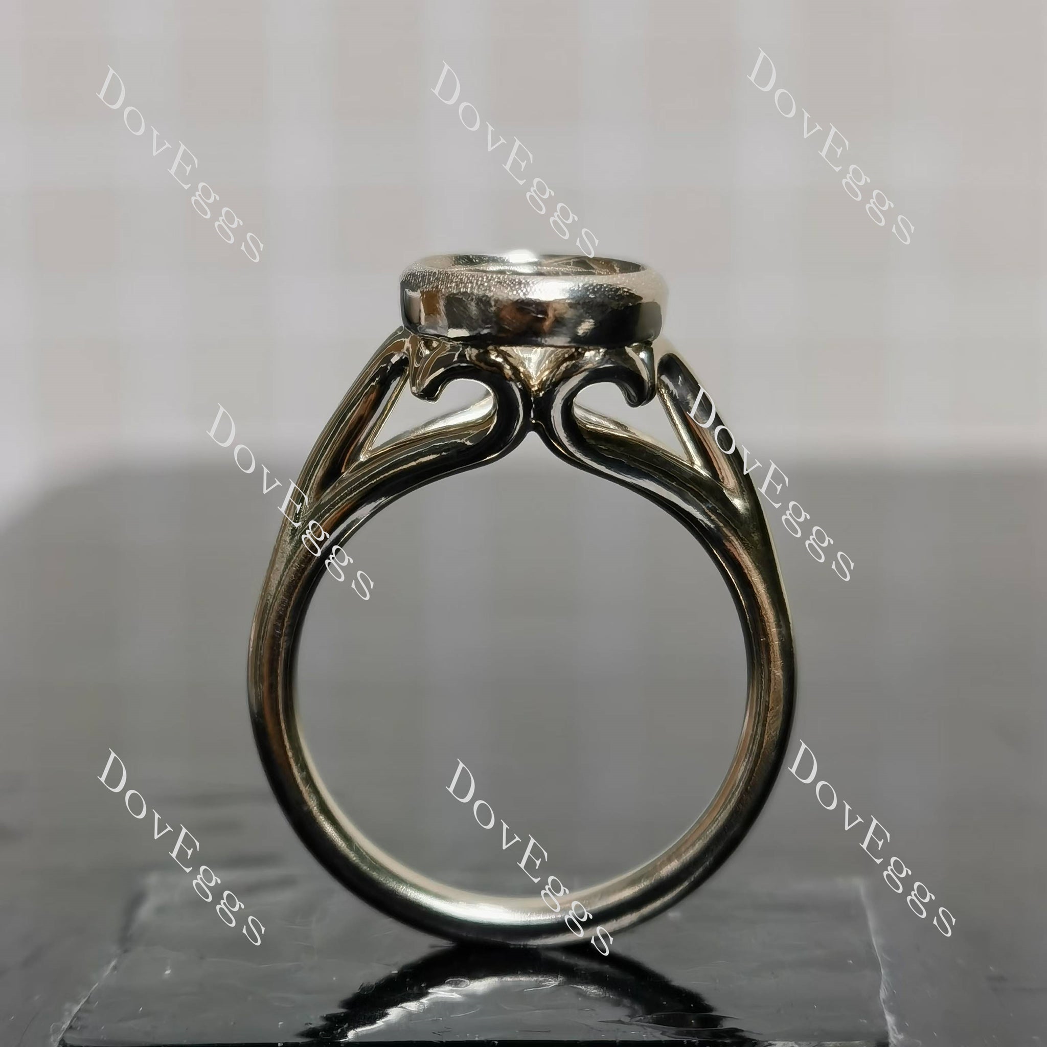 Doveggs bezel art deco solitaire engagement ring semi-mount only(Exclusively to DovEggs Stones)