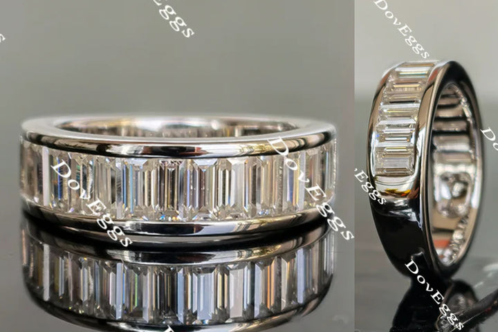 Doveggs half eternity channel set baguette moissanite/lab grown diamond wedding band-6mm band width