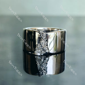 Doveggs marquise round moissanite/lab grown diamond wedding band-around 10mm band width