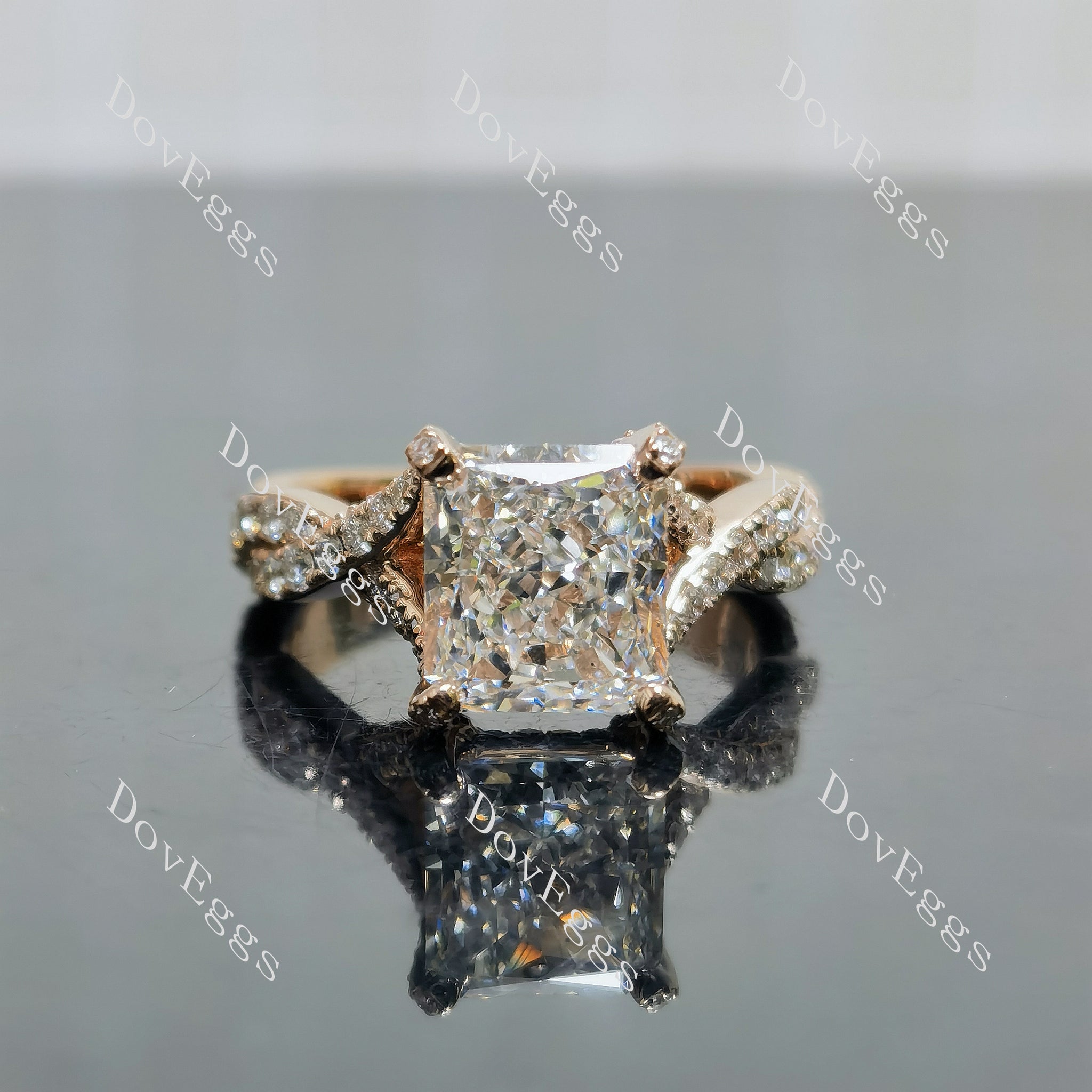 Carissa's Dream Radiant Pave Split Shanks Lab Grown Diamond Engagement Ring