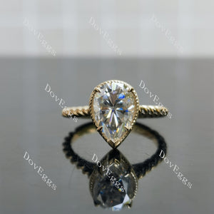 The Justine pear pave solitaire moissanite engagement ring