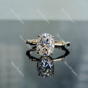 Doveggs oval bamboo art deco moissanite engagement ring